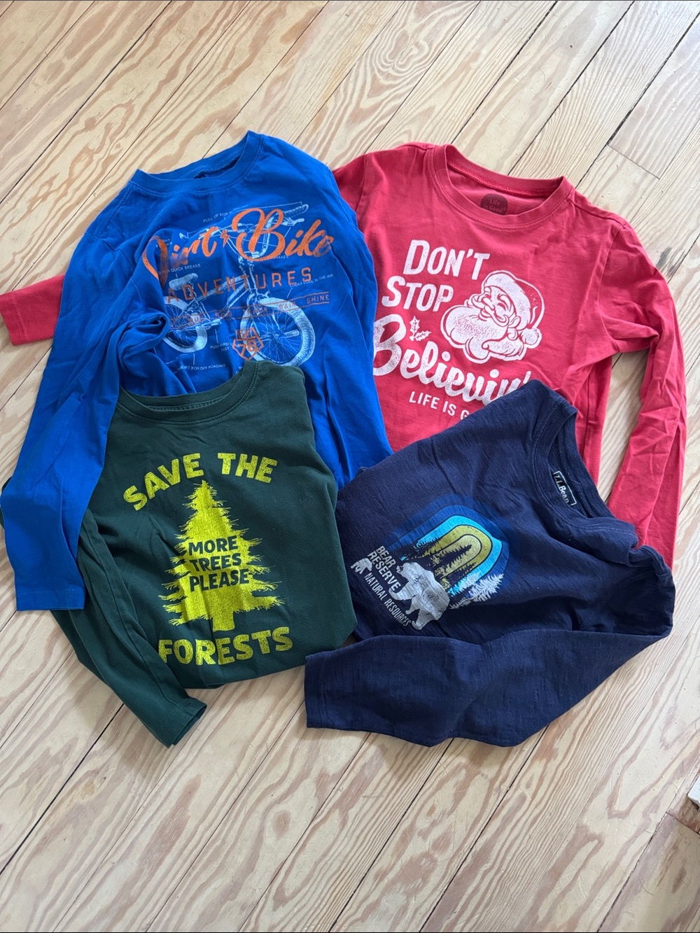 Kids Long-Sleeve Graphic Tee - Blue/Red/Green/Navy